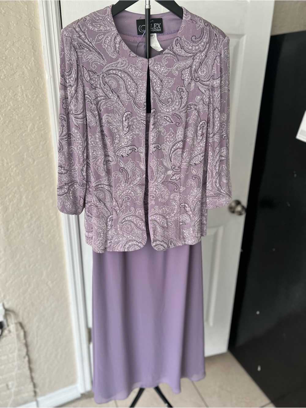 Alex Evenings Lavender 2-Piece Formal Dress & Jacket Set - Size 14